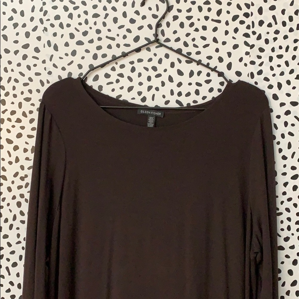 Eileen Fisher NWOT Dark Brown Swing Dress - Picture 3 of 5